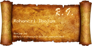 Rohonczi Ibolya névjegykártya